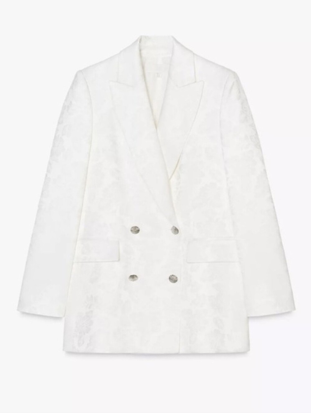 SZ XS Zara NWT double breasted jacquard blazer oyster white 2863/635